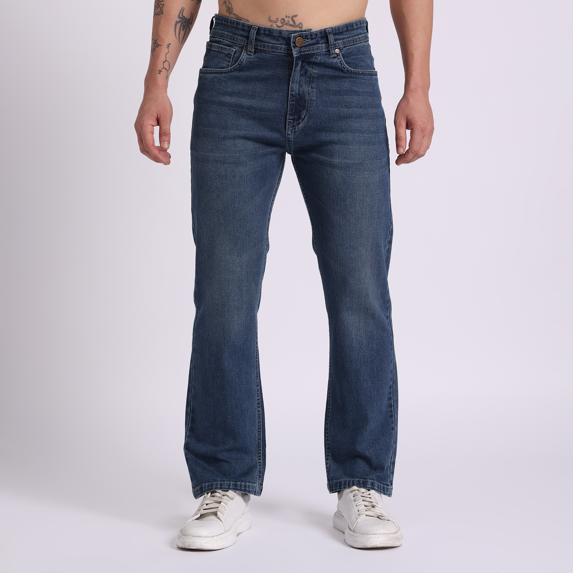 Dark Blue Regular Fit Men’s Jeans by Gent & Jr. – Stretchable and Comfortable Denim.