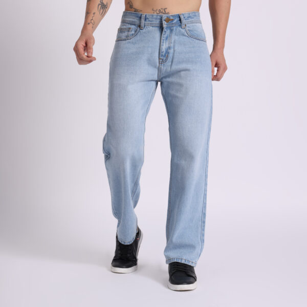Ice Blue Straight Fit Denim Jeans – Timeless Comfort & Style