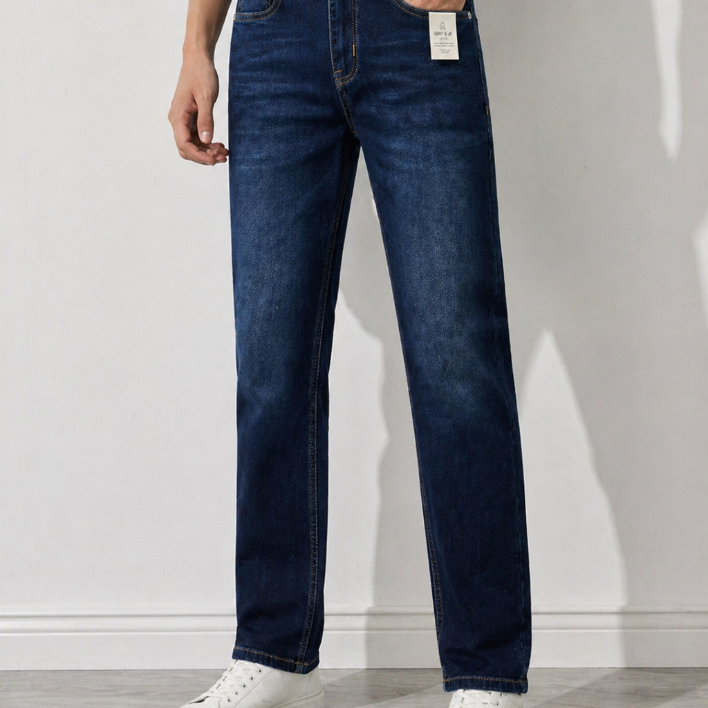 Luxury men’s indigo denim jeans regular fit timeless premium style